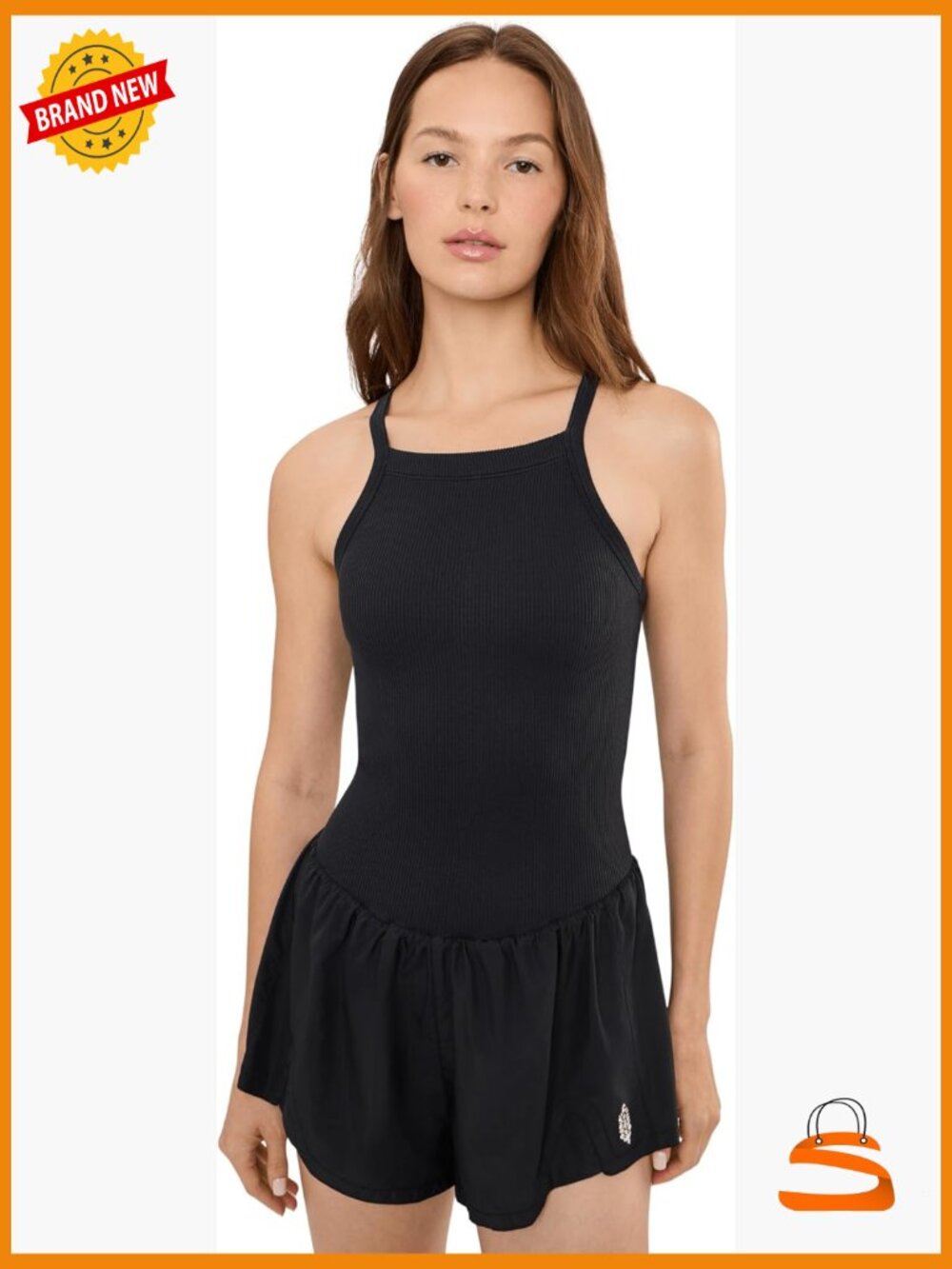 Carpe Diem Runsie - Fitted Rib-Knit Top & Flowy Shorts Set